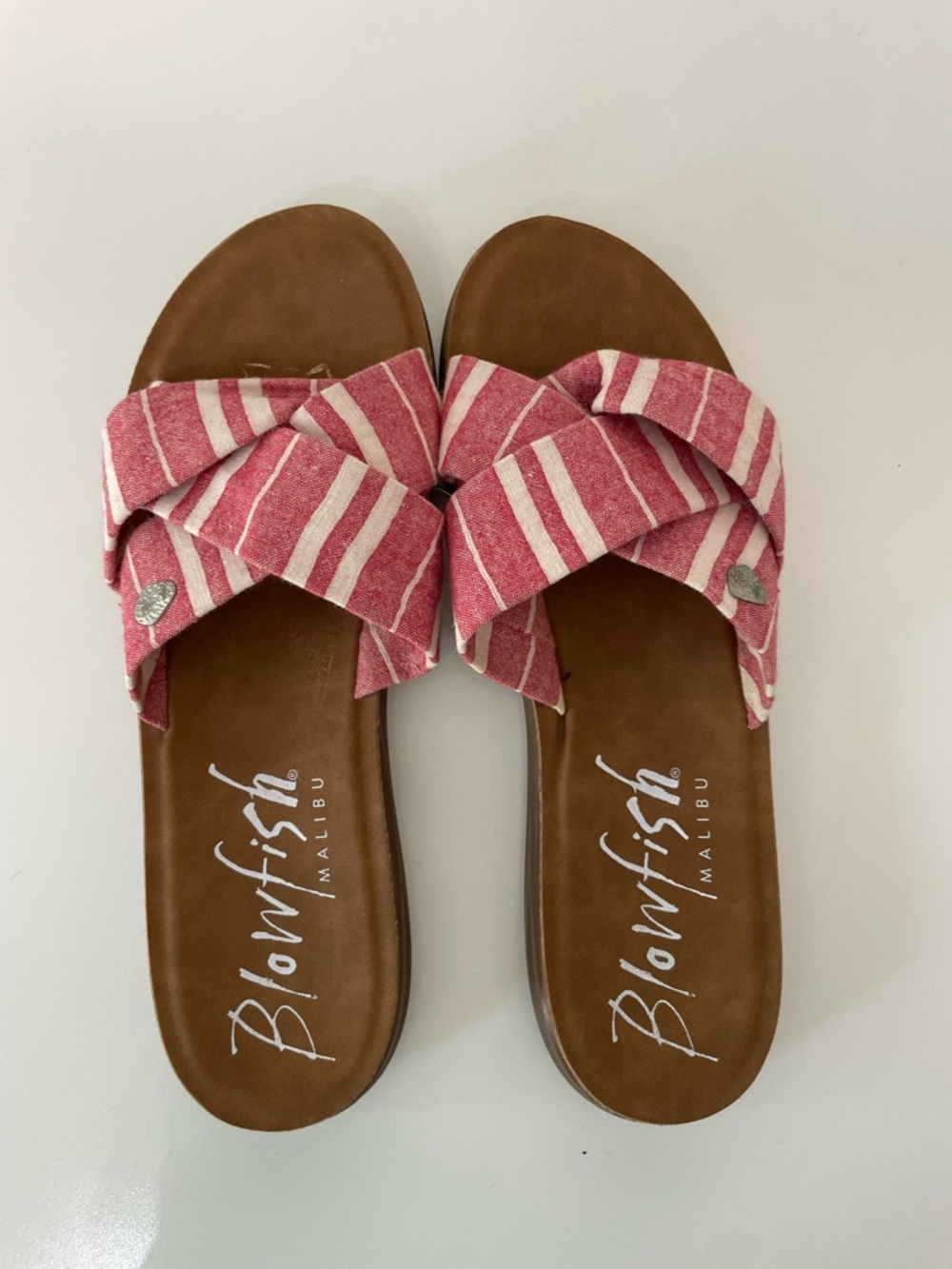 Blowfish Malibu Red Striped Slide Sandals, size 10 Beach 50s Coquette Resort